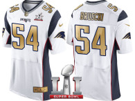 NEW ENGLAND PATRIOTS -54 TEDY BRUSCHI WHITE SUPER BOWL LI CHAMPIONS GOLD ELITE JERSEY