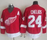 Detroit Red Wings -24 Chris Chelios Red CCM Throwback Stitched NHL Jersey