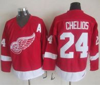 Detroit Red Wings -24 Chris Chelios Red CCM Throwback Stitched NHL Jersey