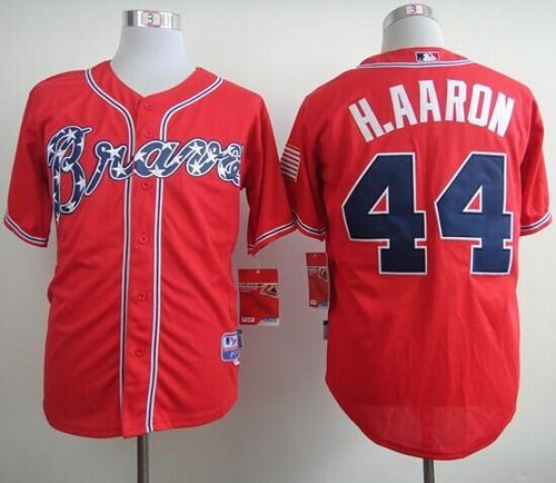Atlanta Braves #44 Hank Aaron Red Cool Base Stitched MLB Jersey