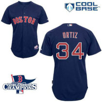 Boston Red Sox #34 David Ortiz Dark Blue Cool Base 2013 World Series Champions Patch Stitched MLB Je Boston Red Sox #34 David Ortiz Dark Blue Cool Base 2013 World Series Champions Patch Stitched MLB Je