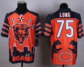 Nike Chicago Bears -75 Kyle Long Orange NFL Elite Noble Fashion Jersey