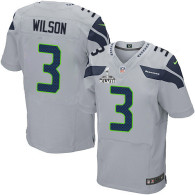 Seattle Seahawks Super Bowl XLVIII #3 Men‘s Russell Wilson Elite Alternate Grey Jersey