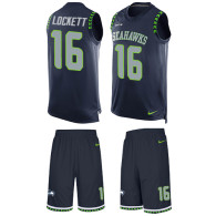 Seahawks -16 Tyler Lockett Steel Blue Team Color Stitched NFL Limited Tank Top Suit Jersey