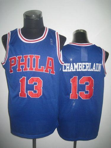 Philadelphia 76ers -13 Wilt Chamberlain Blue Throwback Stitched NBA Jersey