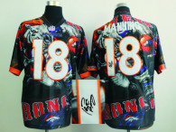 Nike Denver Broncos #18 Peyton Manning Team Color NFL Elite Fanatical Version Autographed Jersey