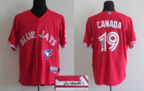Autographed MLB Toronto Blue Jays #19 Jose Bautista Red Canada Day Stitched Jersey Autographed MLB Toronto Blue Jays #19 Jose Bautista Red Canada Day Stitched Jersey