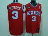 Philadelphia 76ers -3 Allen Iverson Red Reebok 10TH Throwback Stitched NBA Jersey