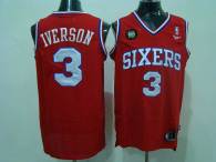 Philadelphia 76ers -3 Allen Iverson Red Reebok 10TH Throwback Stitched NBA Jersey