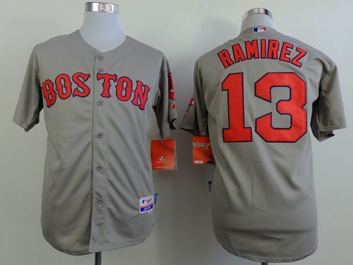 Boston Red Sox #13 Hanley Ramirez Grey Cool Base Stitched MLB Jersey