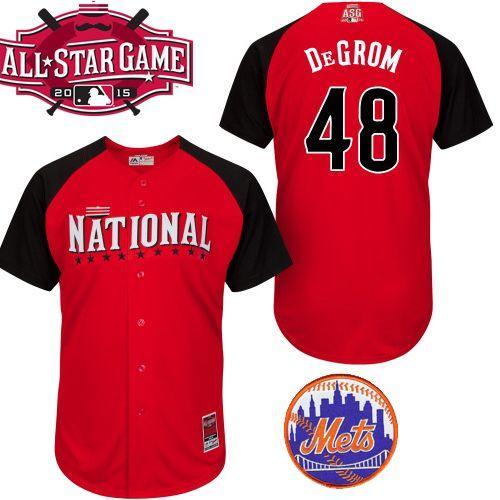 New York Mets -48 Jacob DeGrom Red 2015 All-Star National League Stitched MLB Jersey