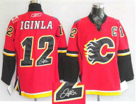 Autographed Calgary Flames -12 Jarome Iginla Stitched Red NHL Jersey