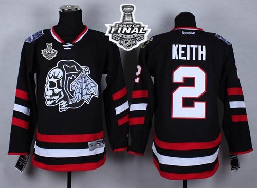 Chicago Blackhawks -2 Duncan Keith Black White Skull 2014 Stadium Series 2015 Stanley Cup Stitched N