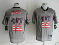2014 New Nike New England Patriots 12 Brady USA Flag Fashion Grey Shadow Elite Jerseys