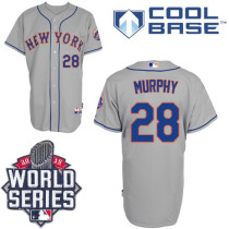 New York Mets -28 Daniel Murphy Grey Cool Base W 2015 World Series Patch Stitched MLB Jersey