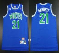 Minnesota Timberwolves -21 Retro Garnett Blue Throwback Stitched NBA Jerseys