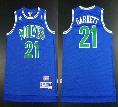 Minnesota Timberwolves -21 Retro Garnett Blue Throwback Stitched NBA Jerseys