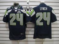 Nike Seattle Seahawks #24 Marshawn Lynch Steel Blue Team Color Super Bowl XLIX Men‘s Stitched NFL El