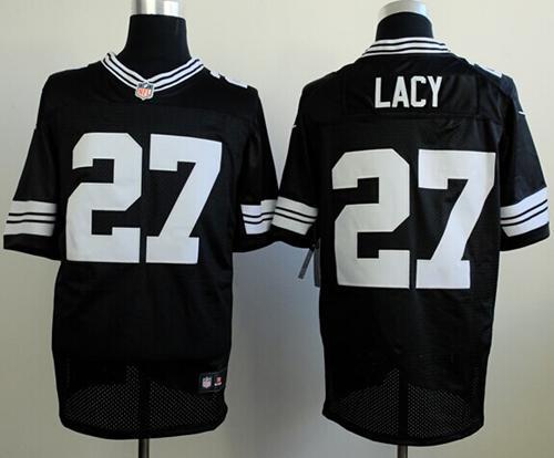 Nike Green Bay Packers #27 Eddie Lacy Black Shadow Men's Stitched NFL Elite Jersey