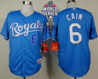 Kansas City Royals -6 Lorenzo Cain Light Blue Alternate Cool Base W 2015 World Series Patch Stitched