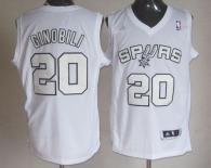San Antonio Spurs -20 Manu Ginobili White Winter On-Court Stitched NBA Jersey