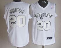San Antonio Spurs -20 Manu Ginobili White Winter On-Court Stitched NBA Jersey