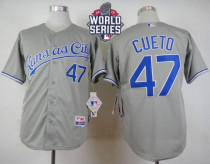 Kansas City Royals -47 Johnny Cueto Grey Cool Base W 2015 World Series Patch Stitched MLB Jersey Kansas City Royals -47 Johnny Cueto Grey Cool Base W 2015 World Series Patch Stitched MLB Jersey