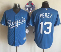 Kansas City Royals -13 Salvador Perez Light Blue Alternate 1 New Cool Base W 2015 World Series Patch Kansas City Royals -13 Salvador Perez Light Blue Alternate 1 New Cool Base W 2015 World Series Patch
