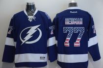 Tampa Bay Lightning -77 Victor Hedman Blue USA Flag Fashion Stitched NHL Jersey