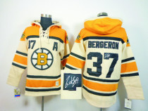 Autographed Boston Bruins -37 Patrice Bergeron Cream Sawyer Hooded Sweatshirt Stitched NHL Jersey Autographed Boston Bruins -37 Patrice Bergeron Cream Sawyer Hooded Sweatshirt Stitched NHL Jersey