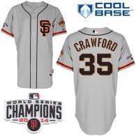 San Francisco Giants #35 Brandon Crawford Grey Road 2 Cool Base W 2014 World Series Champions Patch