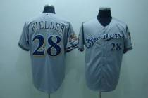 Milwaukee Brewers -28 Prince Fielder Stitched Grey Cool Base MLB Jersey