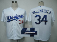MLB Los Angeles Dodgers -34 Fernando Valenzuela Stitched White Cool Base Autographed Jersey