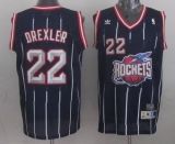 Houston Rockets -22 Clyde Drexler Navy Throwback Stitched NBA Jersey