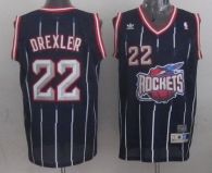 Houston Rockets -22 Clyde Drexler Navy Throwback Stitched NBA Jersey