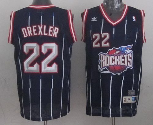 Houston Rockets -22 Clyde Drexler Navy Throwback Stitched NBA Jersey