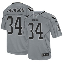 Nike Oakland Raiders #34 Bo Jackson Lights Out Grey Men's Stitched NFL Elite Jersey Nike Oakland Raiders #34 Bo Jackson Lights Out Grey Men's Stitched NFL Elite Jersey