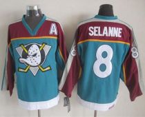 Anaheim Ducks -8 Teemu Selanne Red Turquoise CCM Throwback Stitched NHL Jersey
