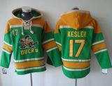 Anaheim Ducks -17 Ryan Kesler Green Sawyer Hooded Sweatshirt Stitched NHL Jersey