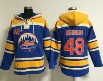 New York Mets -48 Jacob DeGrom Blue Sawyer Hooded Sweatshirt MLB Hoodie
