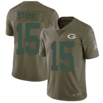 Nike Packers -15 Bart Starr Olive Stitched NFL Limited 2017 Salute To Service Jersey Nike Packers -15 Bart Starr Olive Stitched NFL Limited 2017 Salute To Service Jersey