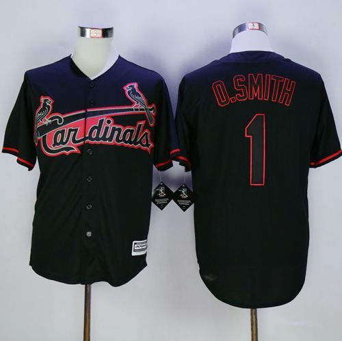 St Louis Cardinals #1 Ozzie Smith Black New Cool Base Fashion Stitched MLB Jersey
