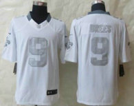 Nike New Orleans Saints -9 Drew Brees White NFL Limited Platinum Jersey