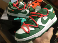 Authentic OFF-WHITE x Nike Dunk Low White-Green-Pink GS