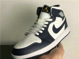 Authentic Air Jordan 1 Mid White/Obsidian