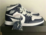 Authentic Air Jordan 1 Mid White/Obsidian
