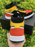 Authentic Air Jordan 1 Mid GS Black/Amarillo-White-Team Orange