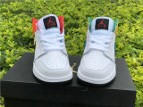 Authentic Air Jordan 1 Mid GS White/Court Purple-Spirit Teal