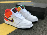 Authentic Air Jordan 1 Mid GS White/Court Purple-Spirit Teal