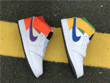 Authentic Air Jordan 1 Mid GS White/Court Purple-Spirit Teal